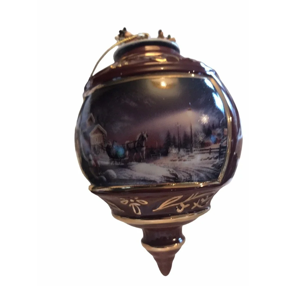 Terry Redlin Pleasures of Winter Christmas Ornament‎ Porcelain Bradford set of 3